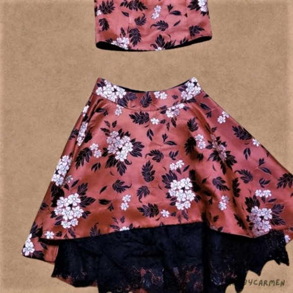 Hand-made💕 Custom Burlesque Style Top and Skirt Set - Picture 1 of 5